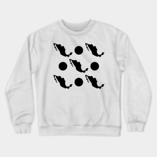 Retro Rockabilly Black Polka Dot and Mexico Outline Pattern on White Background Crewneck Sweatshirt